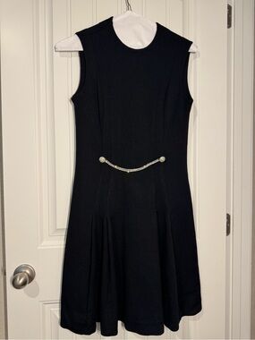 Vintage 1980s ILGWU Union Made Black Rhinestone Cocktail Dress.